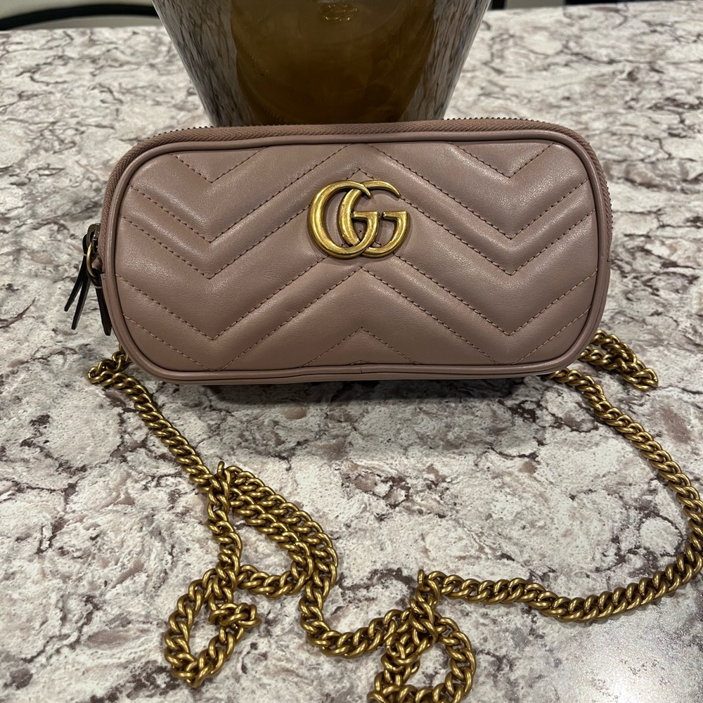 Gucci Brown and Gold Crossbody Bag with Iconic GG Logo